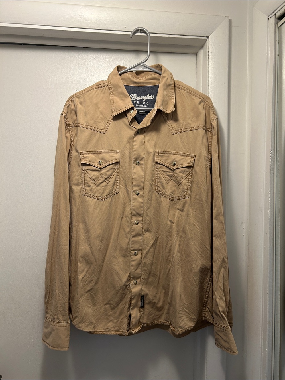 Wrangler Retro Tan Western Snap-Front Shirt Large